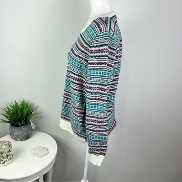 Talbots crewneck sweater womens size petite XL colorful stripe lambs wool blend - Picture 5 of 10